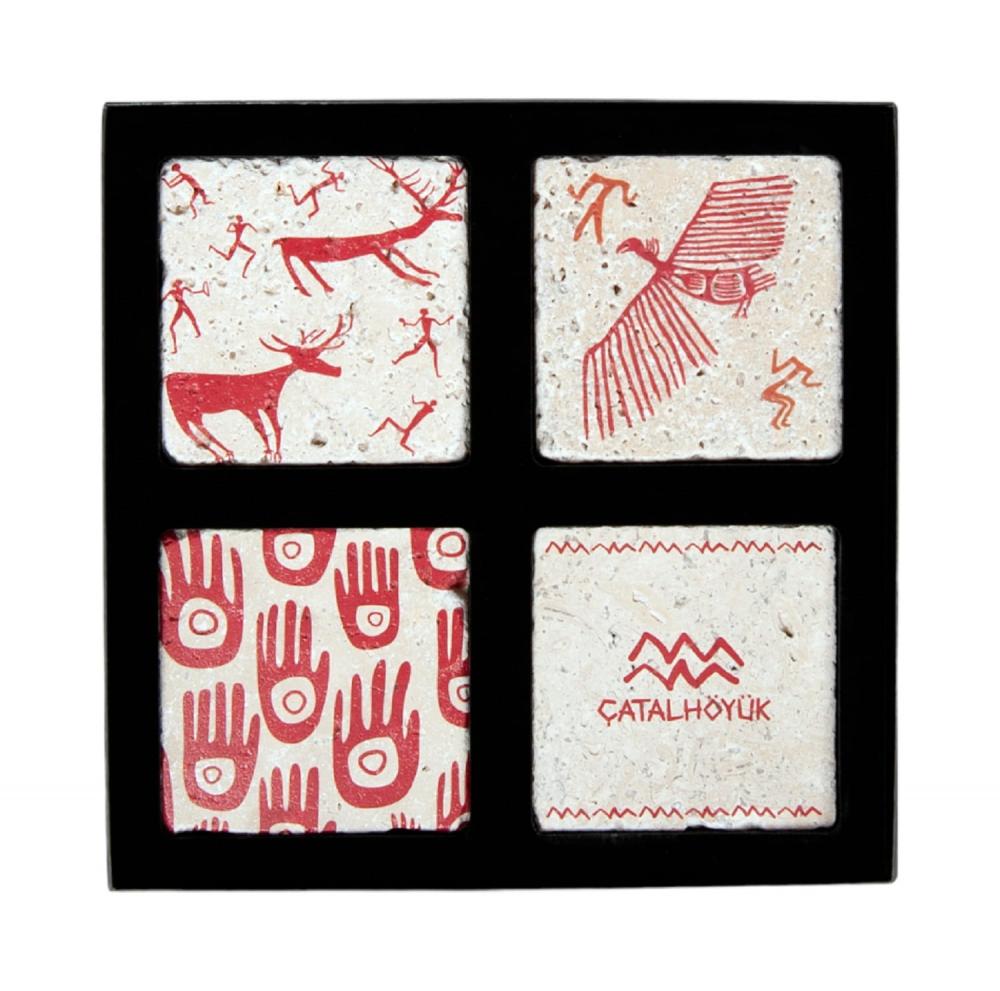 Çatalhöyük Koleksiyonu Traverten Bardak Altlığı